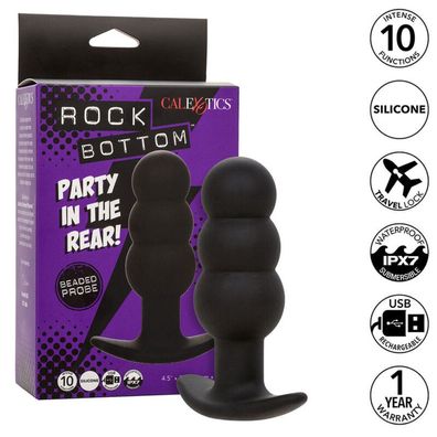 Rock Bottom Beaded Anal Plug 10 Vibrationen Silikon Schwarz