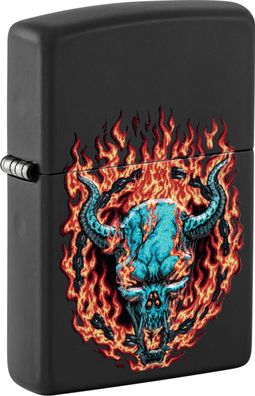 Zippo Feuerzeug Burning Devil Skull schwarz matt