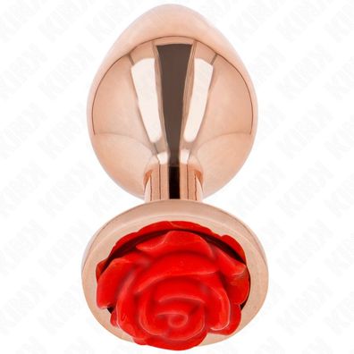 Kink - Rosa Gold Anal Plug mit roter Rose M