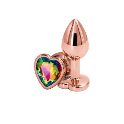 Rear Assets Heart S Rainbow Analplug mit einem herzförmigen Kristall Rose Gold
