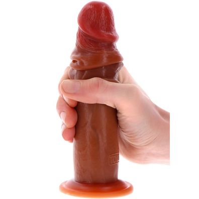 Silikon-Vorhaut Dong 19 cm, karamellfarbener Hautton