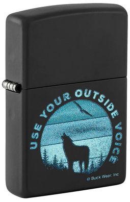 Zippo Feuerzeug Buck Wear Wolf und Mond Black Matte