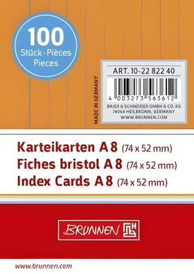 Brunnen Karteikarte A8 liniert orange 100 Stück 102282240