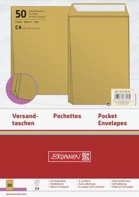 Brunnen Versandtasche C4 braun mit Bodenfalte 105344150