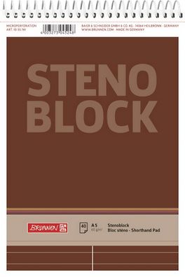 Brunnen Stenoblock A5 40 Blatt SpiraleMittelline 1055761