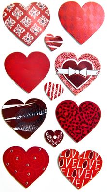 HEYDA 203780706 Stick-On's-Mix Herzen 75 x 165 cm rot/weiss