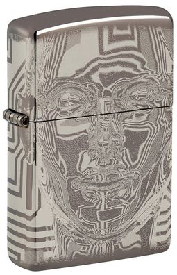 Zippo Feuerzeug Metal Head Black Ice abstrakter Kopf