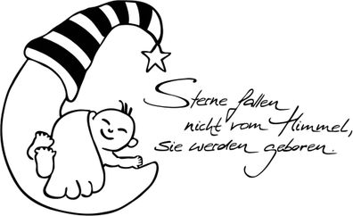HEYDA Stempel Geburt Sterne fallen nicht vom Himmel Holz matt lackiert