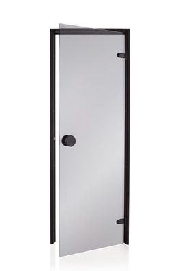 Saunatür Pinie Black 69 x 187 cm | Sauna Glastür schwarz 8 mm ESG Saunazubehör