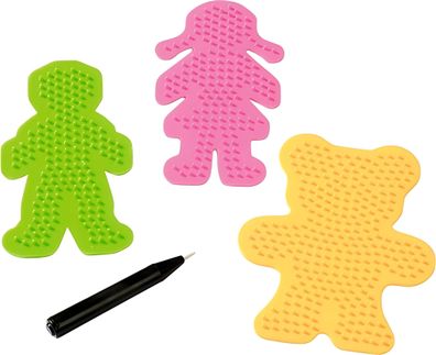 Steckplatten-Set Mädchen Junge Bär Druckstift Kunststoff