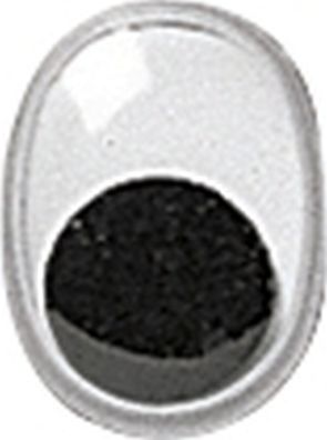 Wackelaugen oval 9 x 7 mm Kunststoff weiss mit schwarzer Pupille