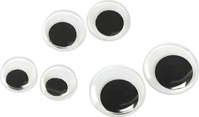 Wackelaugen-Sortiment Ø 12 14 18 mm Kunststoff weiss schwarzer Pupille
