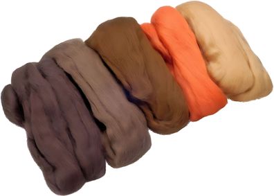 Merino-Wolle-Mix beige orange hellbraun mocca dunkelbraun