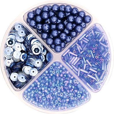 Perlen- und Pailletten-Mix Höhe: 1 cm Ø 9 cm Kunststoff hellblau