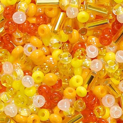 Böhmische Rocailles-Mix Ø 25 mm Glas gelb-orange gemischt
