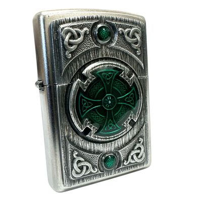 Zippo Feuerzeug Celtic Green Cross satin-chrom