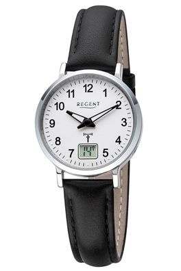 Regent Damen-Funkuhr Gut Ablesbar Schwarz/Silberfarben FR-296
