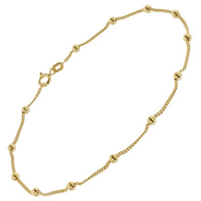 trendor Schmuck Damen-Fußkette 925 Silber Vergoldet Kugelkette 25 cm 21662