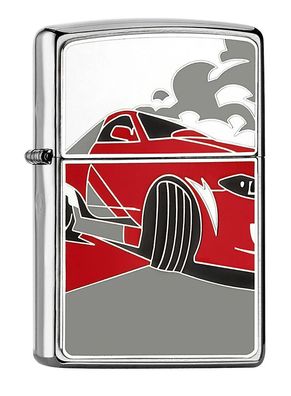 Zippo Feuerzeug Chrom gebürstet Rennwagen-Emblem