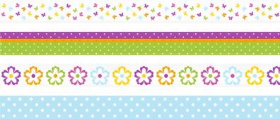 HEYDA Deko Tapes Frühling Blumen jede Rolle 5 m x 15 mm Papier-Tapes
