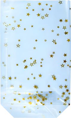 HEYDA Bodenbeutel Sterne 145 x 235 mm klar mit goldenen Sternen