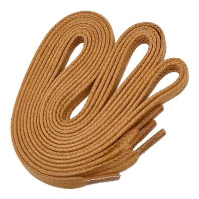F6-XR | Hellbraune, 6 mm breite, flache, gewachste Schnürsenkel, im Vintage-Look