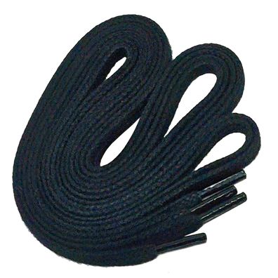 F6-XR | Schwarze, 6 mm breite, flache, gewachste Schnürsenkel, im Vintage-Look