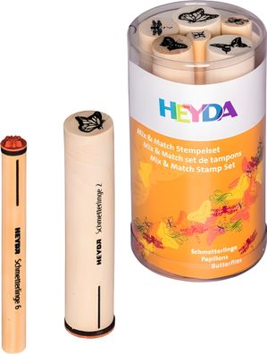 HEYDA 204888443 Stempel-Set Mix & Match Schmetterlinge Holz