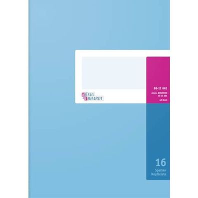 König & Ebhardt Spaltenbuch DIN A4 hellblau/magenta 16 Spalten 40 Bl
