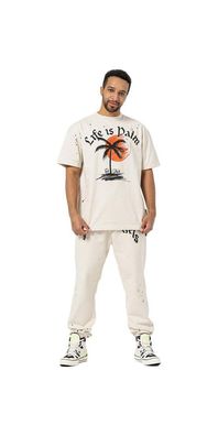 Palm Angels T Shirt Beige Herren mit Print