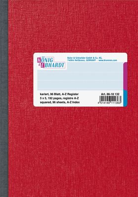 K&E Kladde A6 kariert 96 Blatt Register 8618132