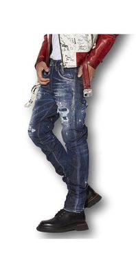 Dsquared2 Dark Ripped Bleach Jeans Herren blau