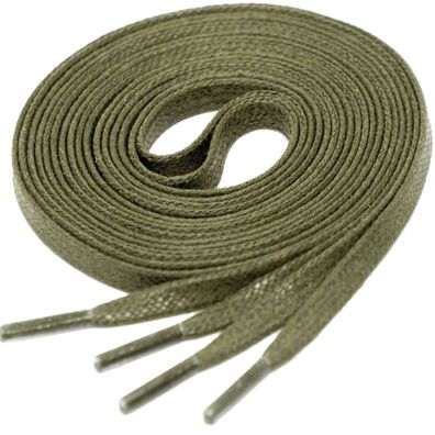 F4-CS Kakigrün | 4 mm breite flache gewachste Schnürsenkel