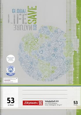 Brunnen Vokabelheft A5 32 Blatt liniert Lineatur 53 Recyclingpapier