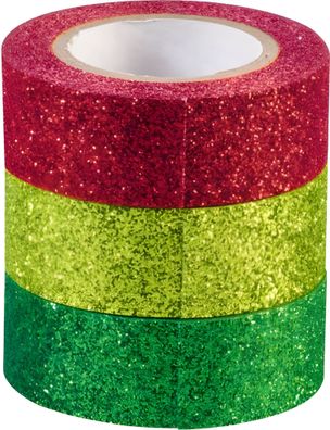 Glitter Tapes jede Rolle 3 m x 15 mm dunkelgrün hellgrün rot