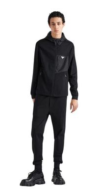 Prada Technical Cotton Strickjacke schwarz Herren