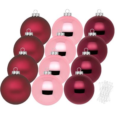 Weihnachtskugeln 12 Stk 8cm Berry Kiss mit Haken