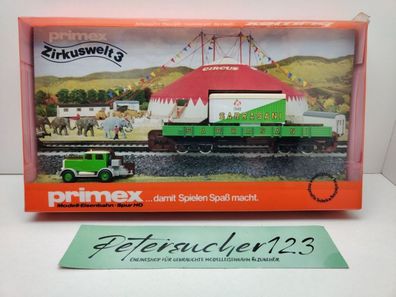 Primex H0 AC 4586 Zirkuswelt 3 "Sarrasani" Niederbord, Anhänger + LKW / OVP ungeöff