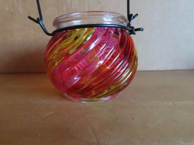 Teelichthalter Hänge-Wintlicht Glas gelb pink Glaswindlicht Highlits