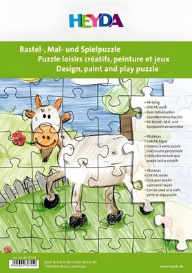HEYDA 204870704 Puzzle zum Basteln Malen und Spielen A4 weiss