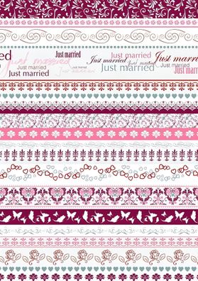 Motivkarton Just Married Bordüre A4 rot