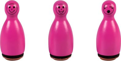 HEYDA 204888630 Stempel-Figuren Gesichter Holz farbig lackiert pink