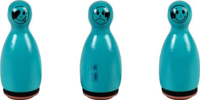 HEYDA 204888631 Stempel-Figuren Gesichter Holz farbig lackiert türkis