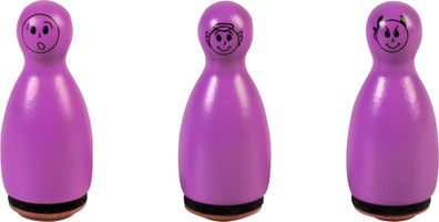 HEYDA 204888634 Stempel-Figuren Gesichter Holz farbig lackiert violett