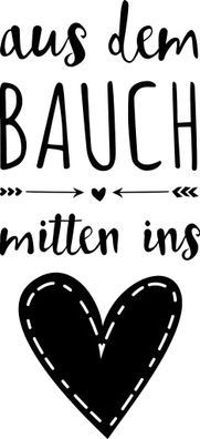 HEYDA Stempel Geburt Aus dem Bauch mitten ins Herz Holz matt lackiert