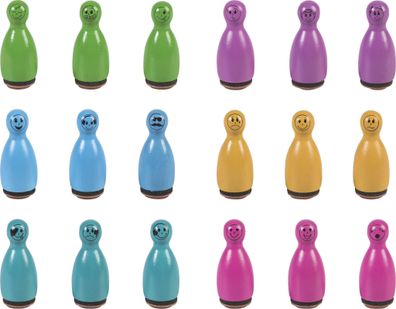 HEYDA 204888698 Stempel-Figuren Gesichter Holz farbig lackiert