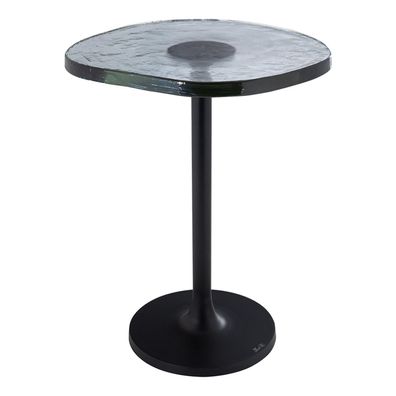 Fink Beistelltisch 50 cm x Ø 40 cm Aluminium schwarz Abstelltisch Glas geriffelt