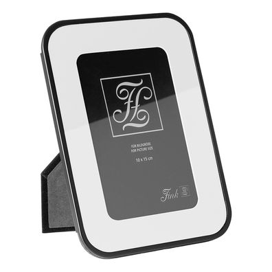 Fink Bilderrahmen 10x15 cm schwarz Fotorahmen helles Passepartout & Samtrücken