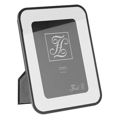 Fink Bilderrahmen 13x18 cm schwarz Fotorahmen helles Passepartout & Samtrücken