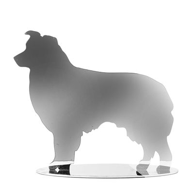 Fink Deko Hund 5x16x14 cm Edelstahl silberne Figur in Australian Shepherd-Form